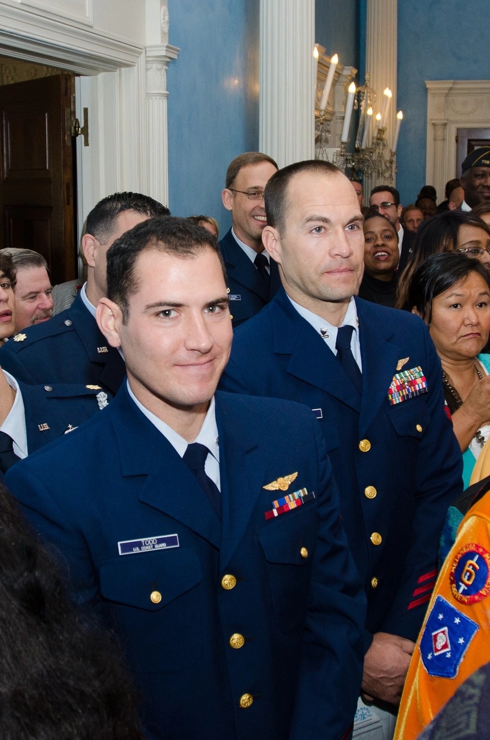 Heroic rescue swimmers Daniel Tood and Randy Haba are recognized in a ceremony during the 2012 Veteran’s Day celebrations in New York City. (U.S. Army) Heroic rescue swimmers Daniel Tood and Randy Haba are recognized in a ceremony during the 2012 Veteran’s Day celebrations in New York City. (U.S. Army)